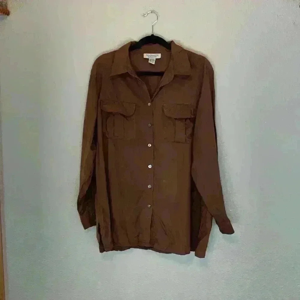 Innovation Sport II sz 16w vintage silk career preppy neutral minimalist *flaw